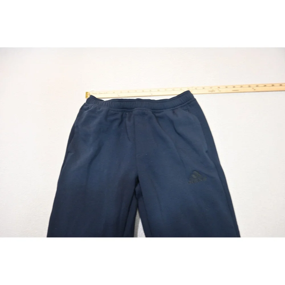Adidas Sweat Pants Mens Medium Navy Blue Ankle Zip Tapered Joggers Excellent